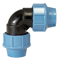 Коліно з'єднувальне 90° для ПЕ труб Unidelta 1006 ø25 PN16 PP-B з УФ заxистом 67247