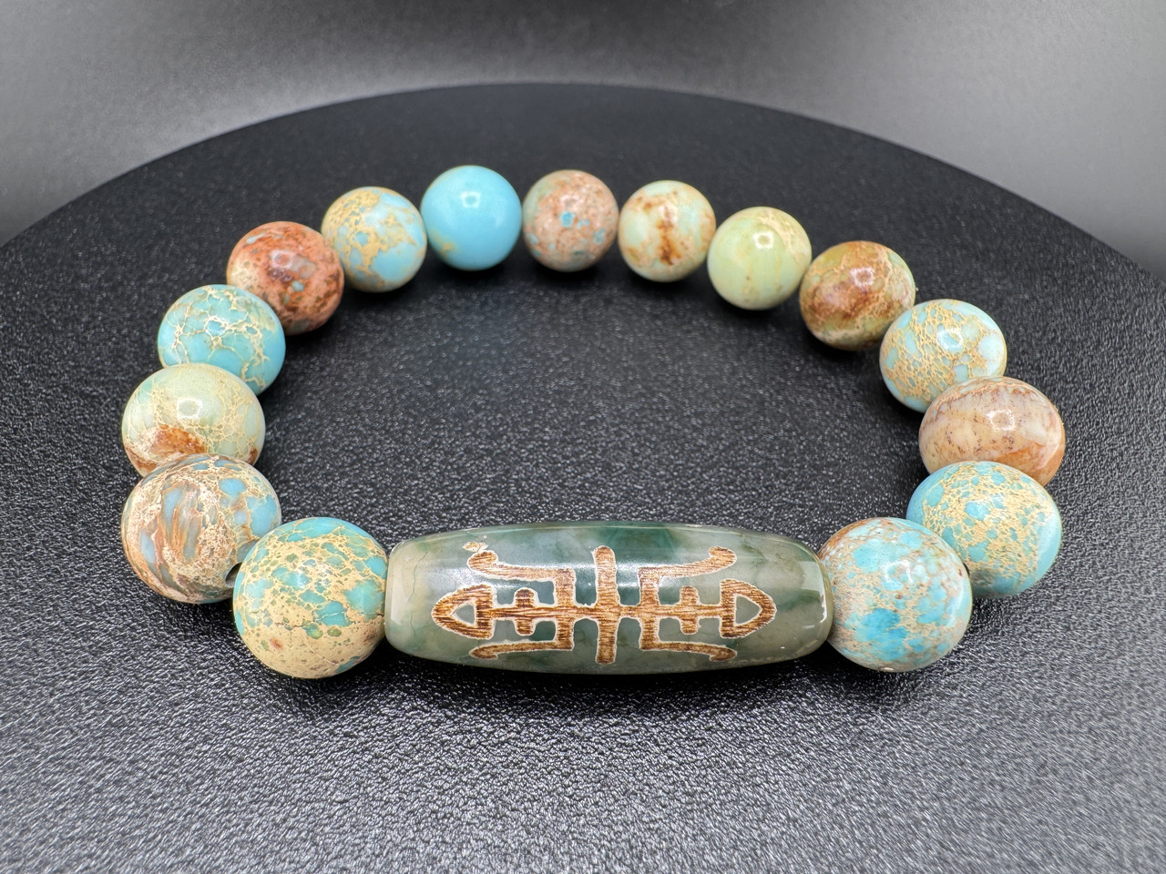 Довголіття — браслет Дзі з блакитною яшмою — захищає від хвороб, фото 1