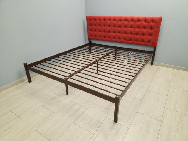 Ліжко Глорія Тенеро коричневе з узголів’ям з червоного велюру