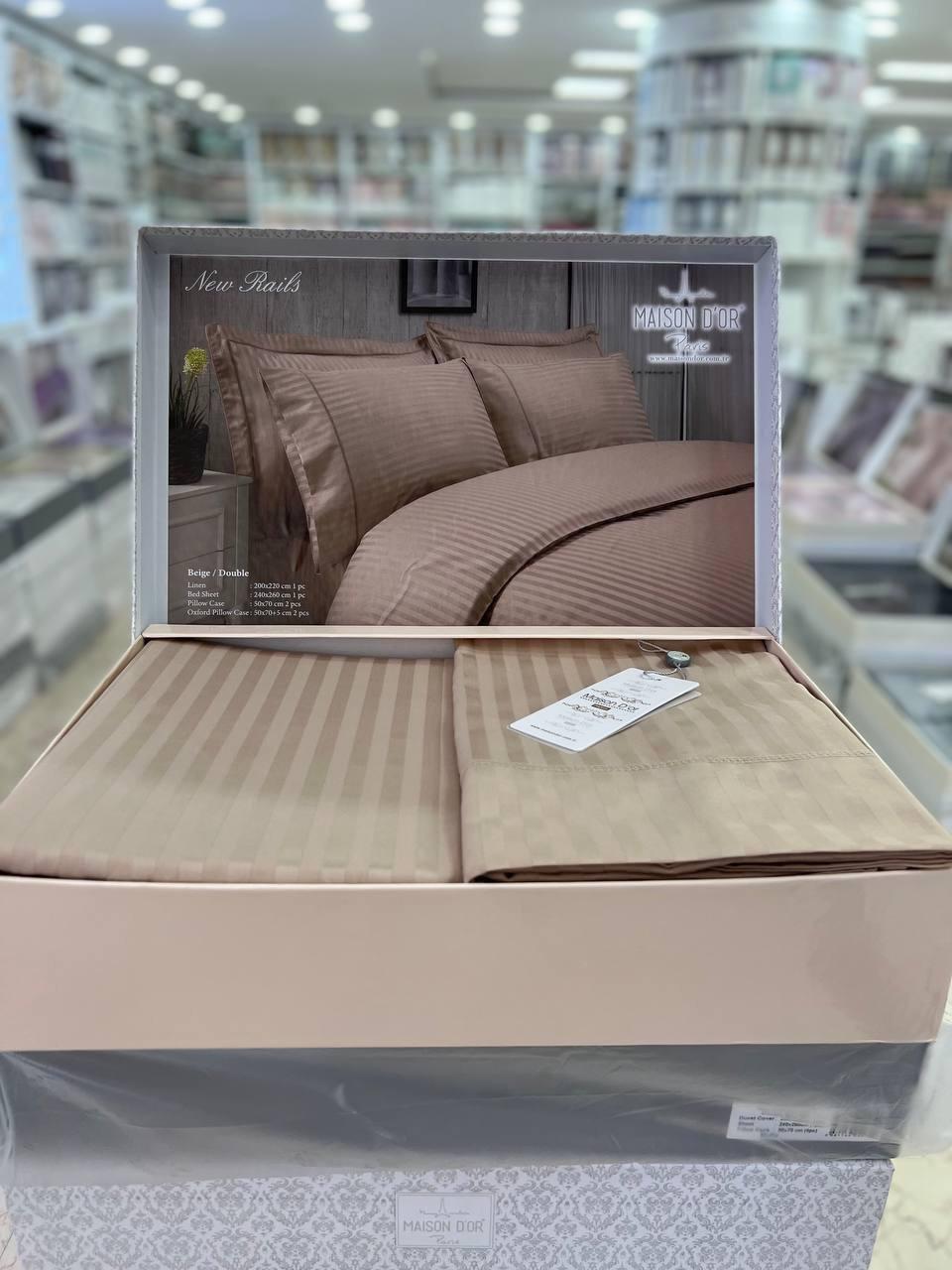 Сімейний комплект Maison D'or New Rails Bej Сатин Преміум, фото 1