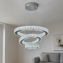 Люстра підвісна кришталева Led з пультом Linisoln 70W до 16 м² колір Хром 7201-6A/480+340+190 HR