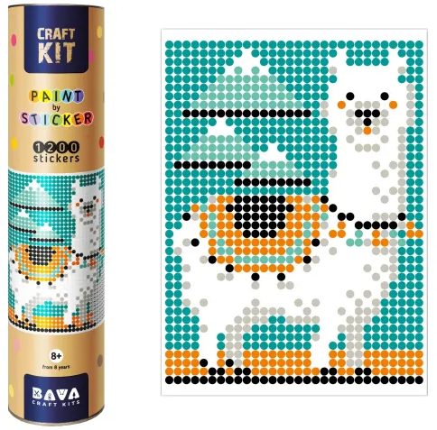 Картина по номерам з наліпками в тубусі "Лама", 33х48см, 1200 стікерів.