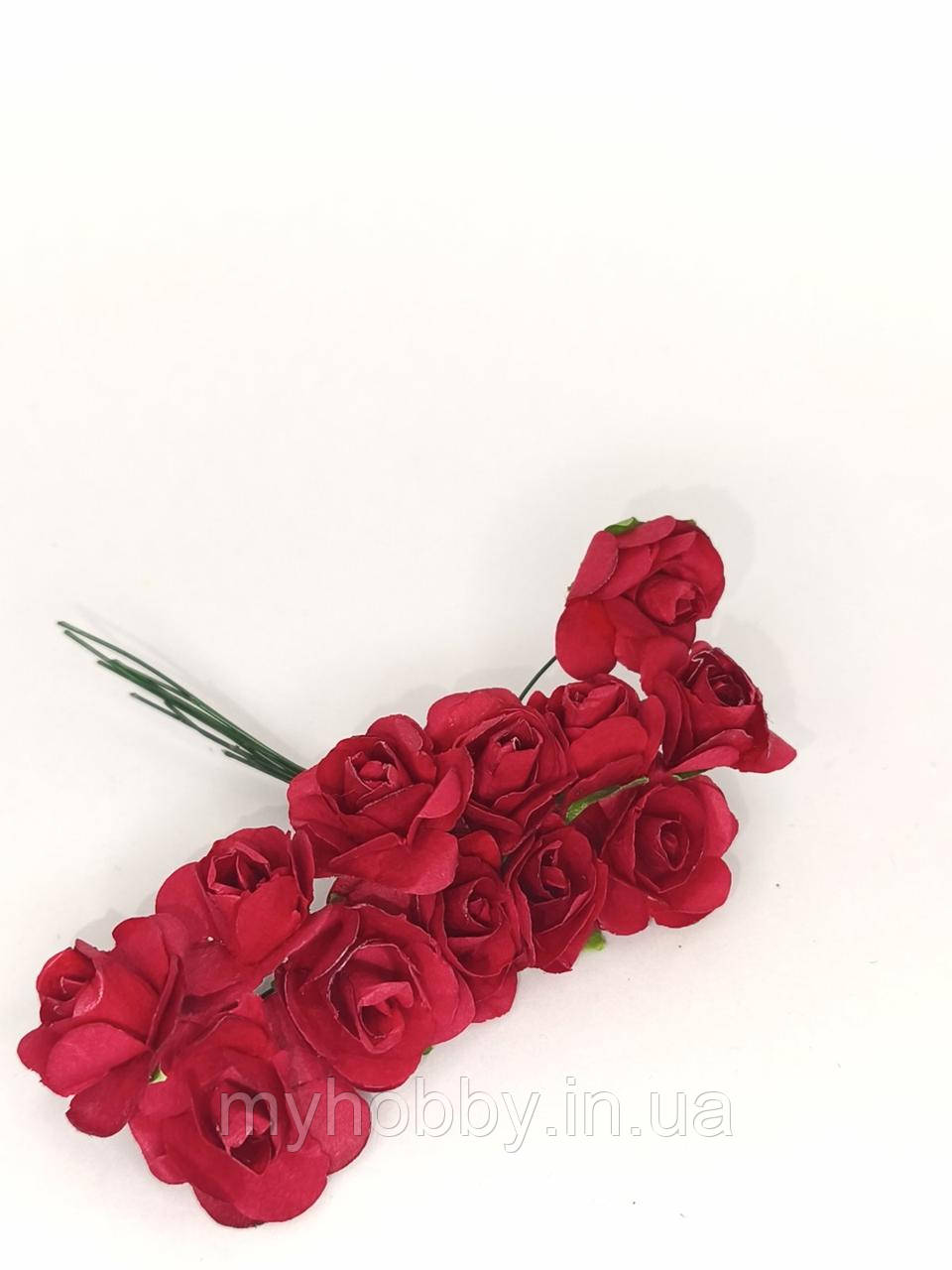 Троянди паперові 12шт червоні для декору, фото 1