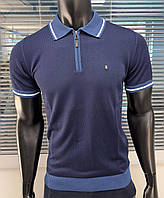 Чоловіча футболка BILLIONAIRE LUX синя прямий силует зі структурної бавовни мінімалістичний дизайн