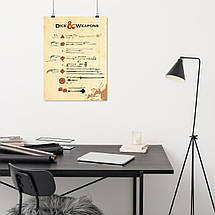 Плакат "Гральні кубики та зброя, Dice and Weapons, DnD", 60×45см, фото 4