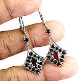 Сережки. Натуральний гранат. Срібло 925., фото 3