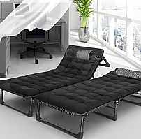 Розкладне ліжко до 150 кг з подушкою LEOBRO Темно-сіре