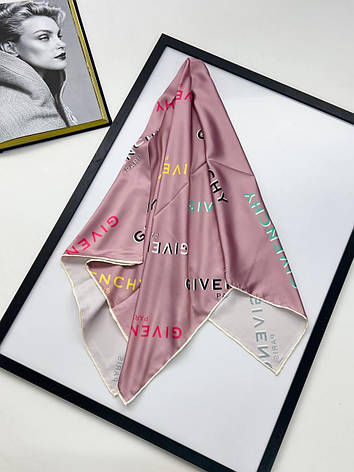 Шовкова брендова хустка Givenchy 90*90 см ручна обробка краю, фото 2