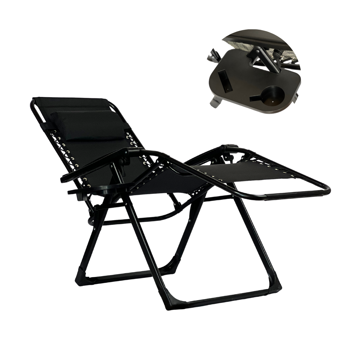 Розкладне крісло шезлонг LEOBRO Zero Gravity Premium Black (LB-ZGC-G2-BLK), фото 1