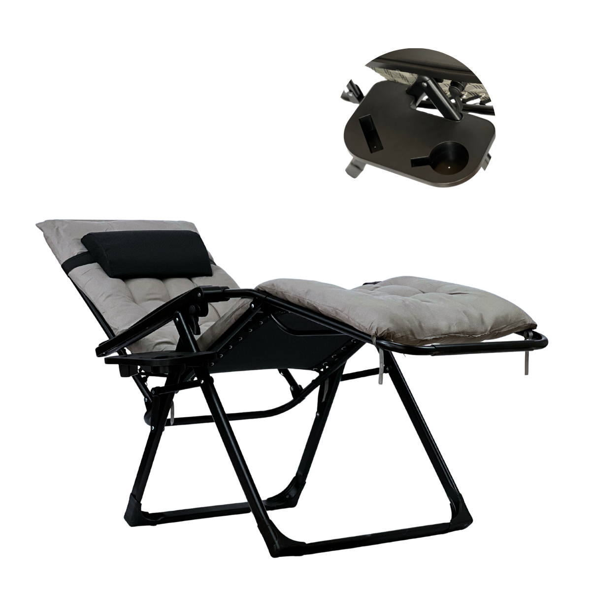 Розкладне крісло шезлонг LEOBRO Zero Gravity Premium Plus Grey (LB-ZGC-K2-GRY), фото 1