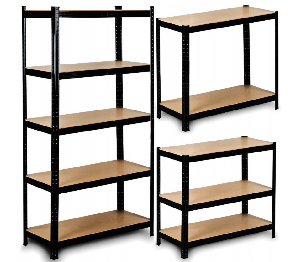 Стелаж LEOBRO Чорний 180 х 90 х 40 см, 175кг/полиця, 5 полиць (LB-R175-BLK), фото 1