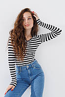 Лонгслів з візерунком жіночий LAWA WBC02411 XL Чорно-білий