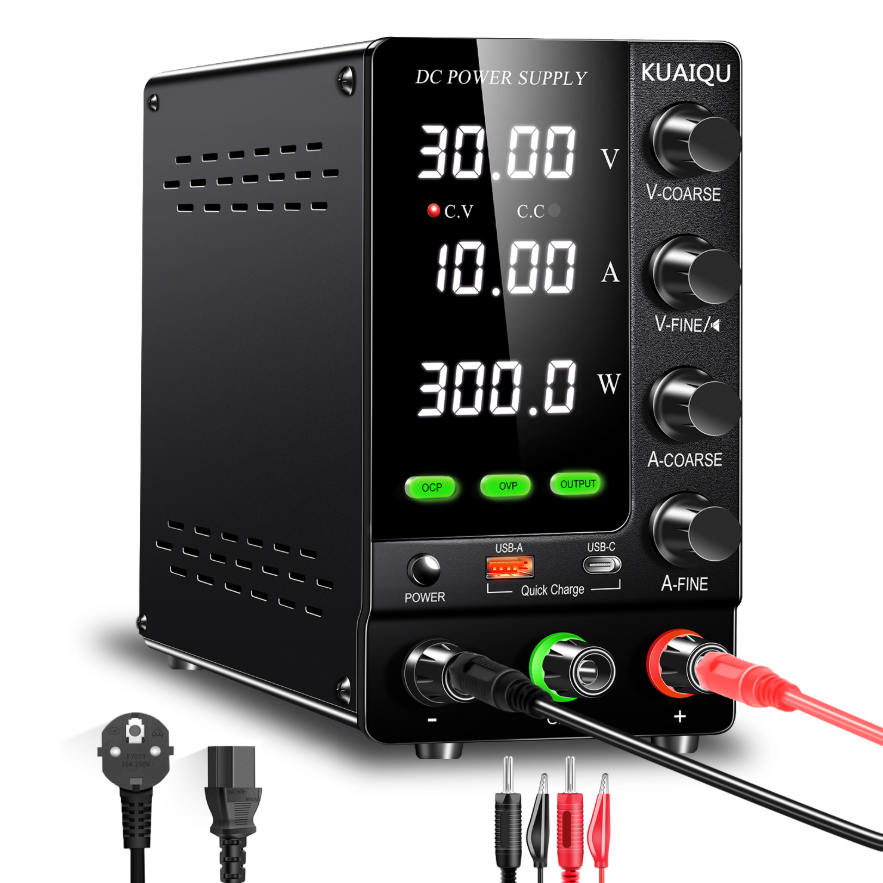 KUAIQU SPS-C3010S лабораторний блок живлення імпульсний 30V 10A + USB зі швидкою зарядкою + TypeC