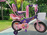 Дитячий сталевий 14 Racer Girl велосипед із батьківською ручкою, фіолетовий для дівчинки, фото 2