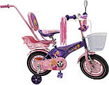Дитячий сталевий 12 Racer Girl велосипед із батьківською ручкою, фіолетовий для дівчинки, фото 2