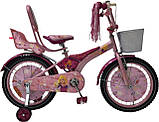 Дитячий сталевий 16 Racer Girl велосипед із багажником для ляльок, рожевий для дівчинки, фото 2