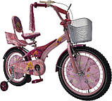 Дитячий сталевий 16 Racer Girl велосипед із багажником для ляльок, рожевий для дівчинки, фото 4
