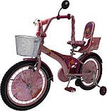 Дитячий сталевий 14 Racer Girl велосипед із батьківською ручкою, рожевий для дівчинки, фото 4