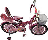 Дитячий сталевий 14 Racer Girl велосипед із батьківською ручкою, рожевий для дівчинки, фото 6