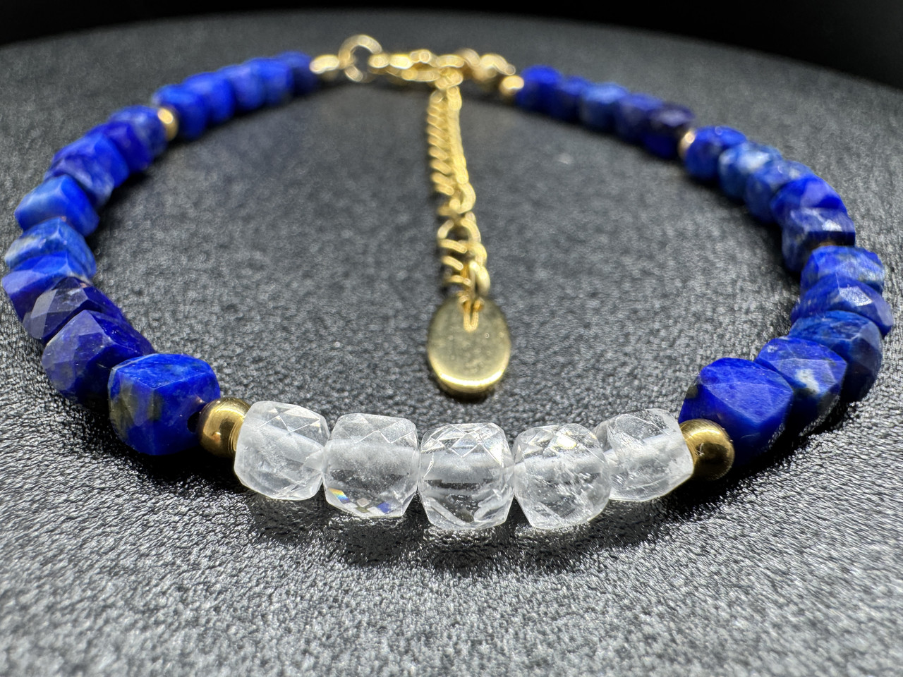 Браслет-міні з лазуриту та гірського кришталю — гармонія мудрості та чистоти, фото 1