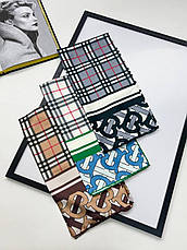 Шовкова брендова хустка Burberry 90*90 см ручна обробка краю, фото 4