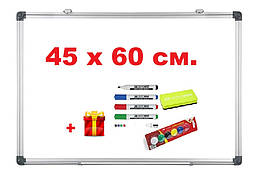 Дошка магнітна під маркер 45х60 см. сухого стирання BUROMAX  + набір в подарунок