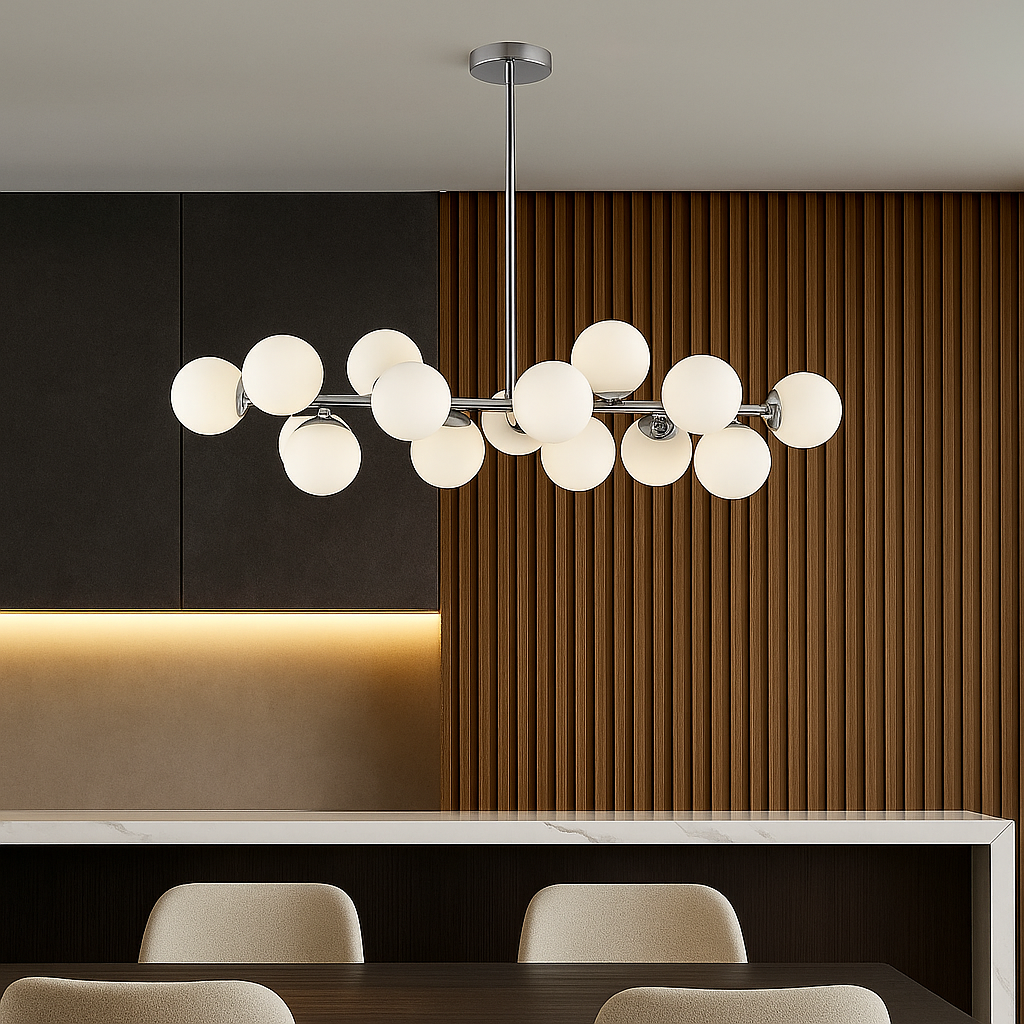 Срібна люстра на 16 плафонів довжина 91 см (D1234/16 CH), фото 1