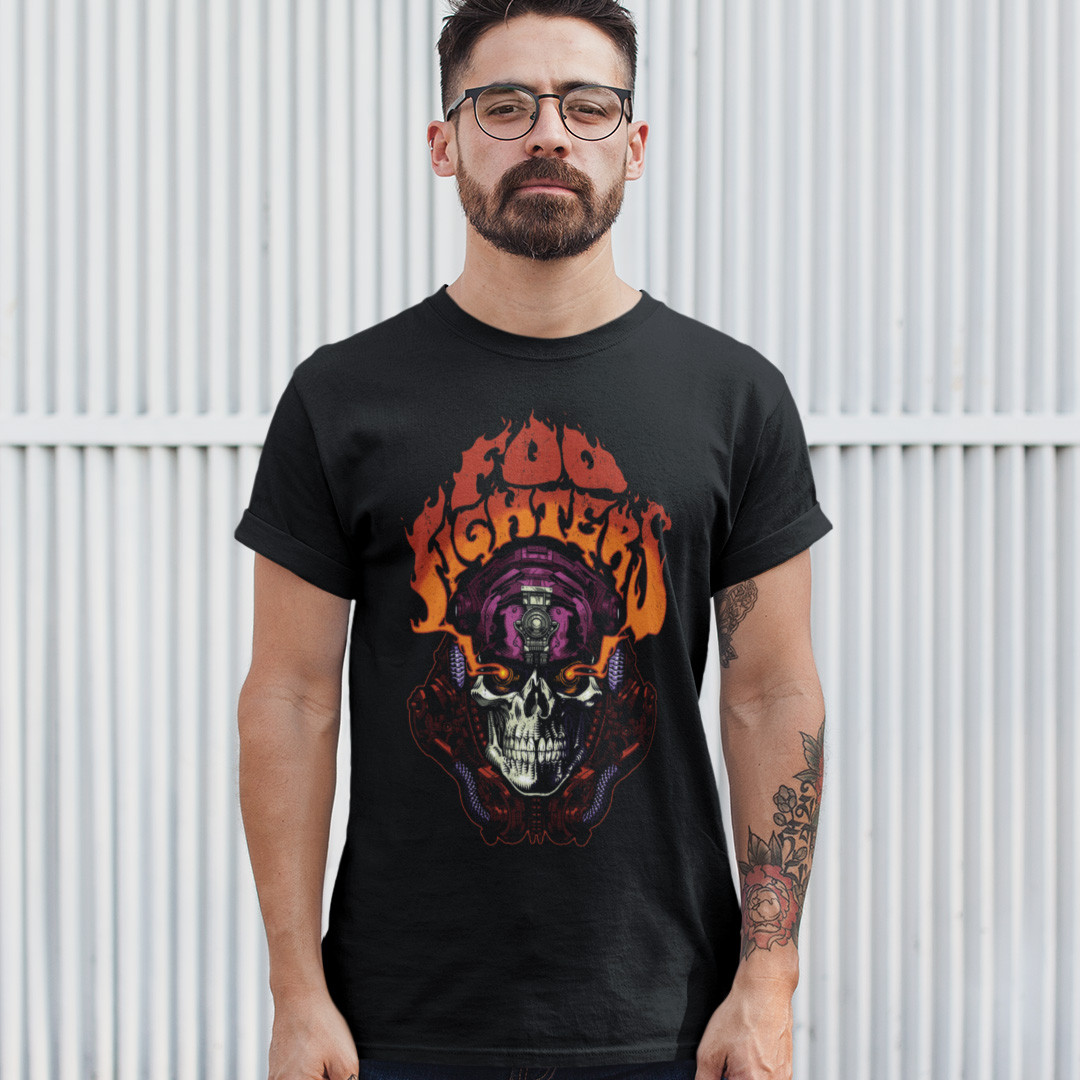 Футболка унісекс Foo Fighters (Mechanical Skull) XS чорний, фото 1