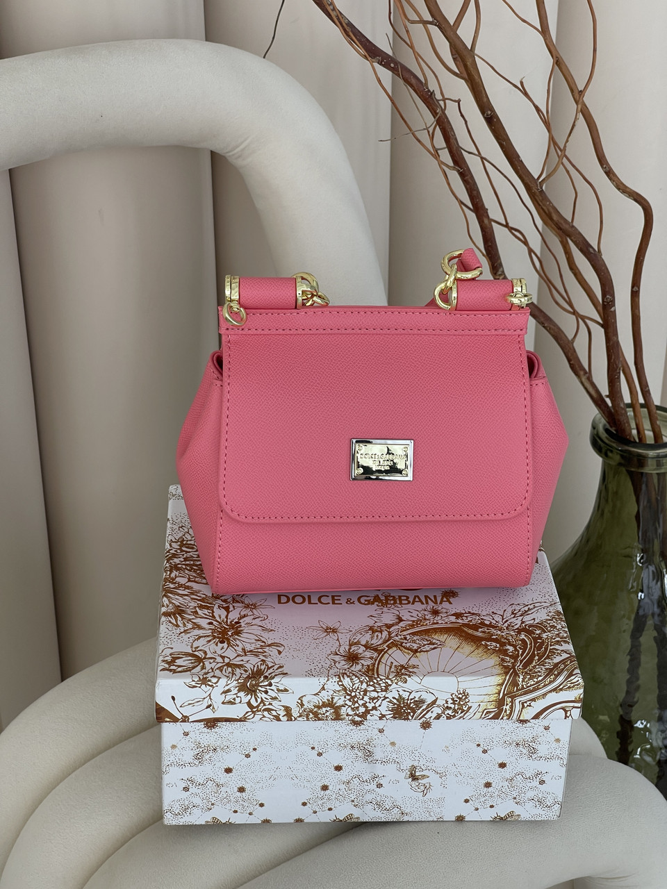 Сумка жіноча Sicily 18cm пудровий Дольче Габбана, фото 1