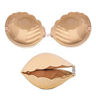 Силіконовий бюстгальтер бра ПОДВІЙНИЙ ПУШ АП 2см (дихаючий) бежевий 75АВС