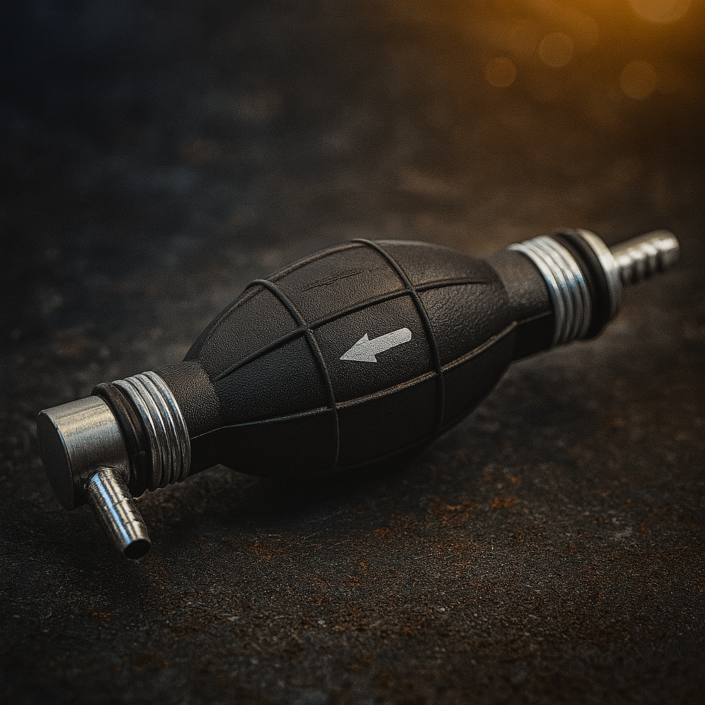 Груша для підкачування палива 8 мм з клапаном, штуцер прямий/кутовий – насос для дизеля, бензину, фото 1