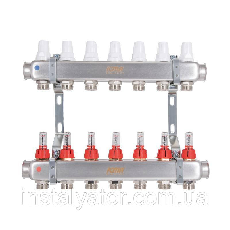 Колектор з витратомірами (нерж.) 3/4" х7 Icma № К073, фото 1