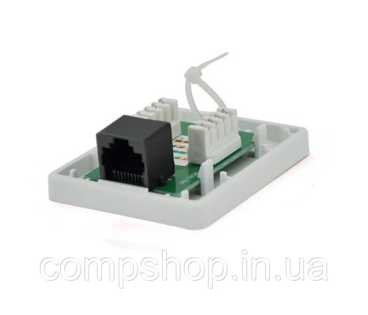 Розетка 1-портова RJ45 Cat-5 RITAR UTP 8P8C, накладна біла (код 116418), фото 1