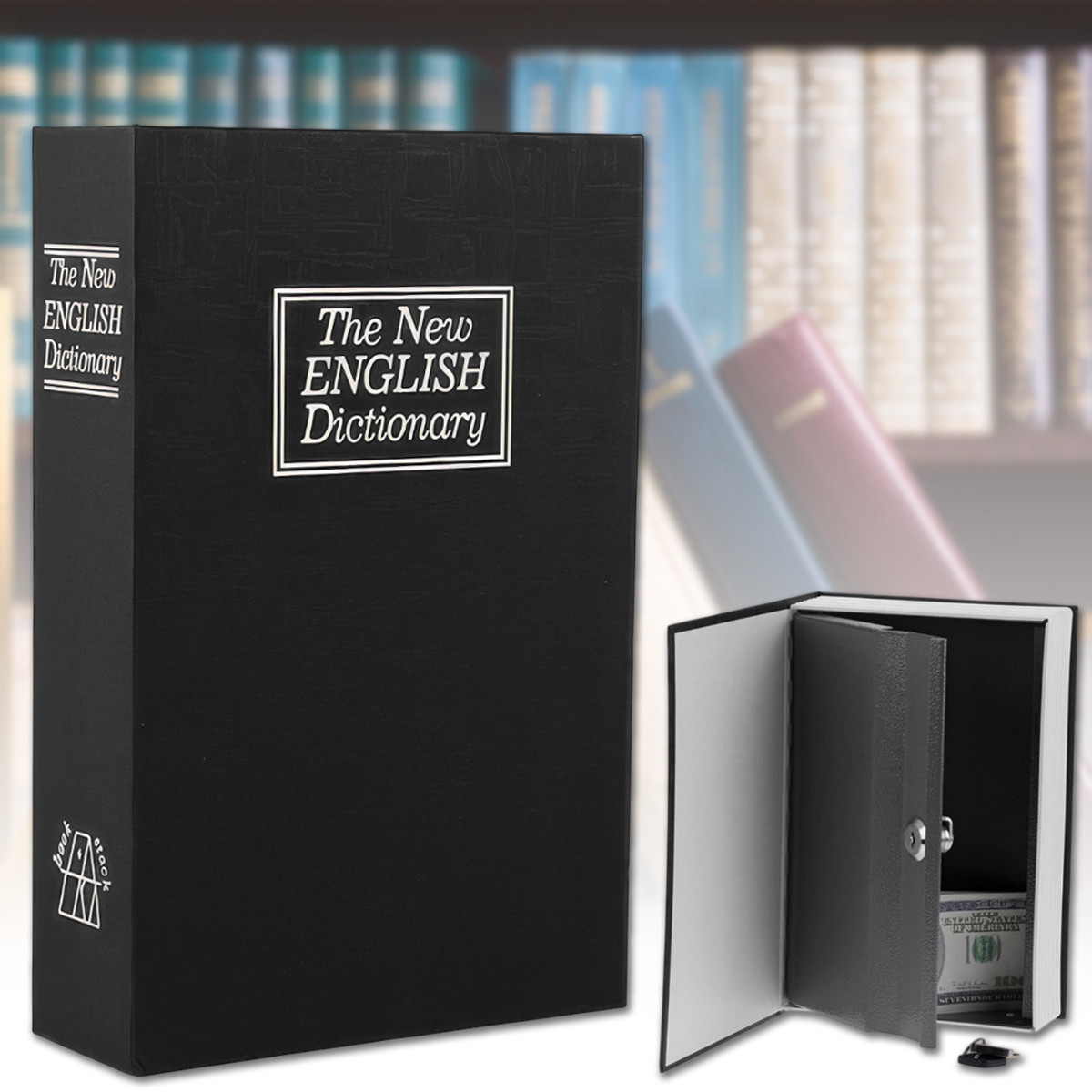 Сейф-книга "ENGLISH Dictionary" на замку з ключем Чорна 180×115×55 мм, фото 1