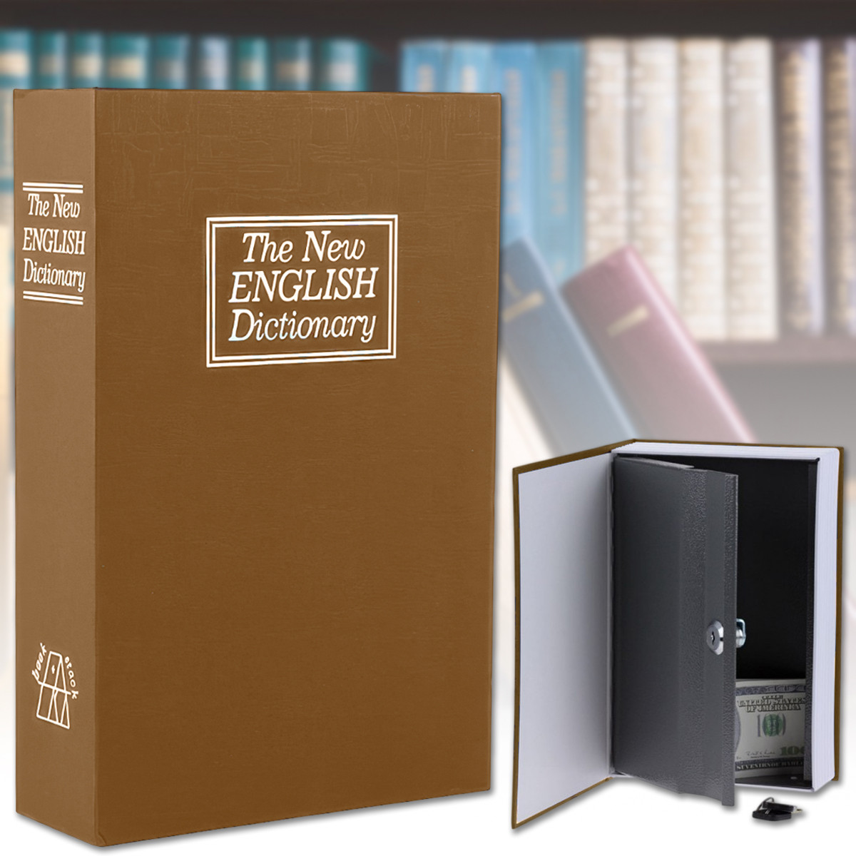 Сейф-книга "ENGLISH Dictionary" мала на замку з ключем Коричнева, фото 1