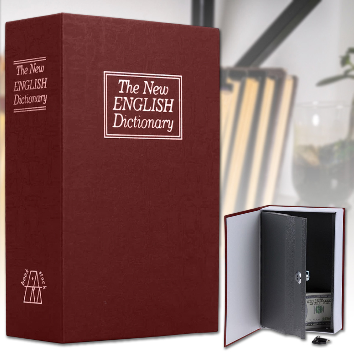 Сейф-книга "ENGLISH Dictionary" на замку з ключем Червона 265×200×65 мм, фото 1