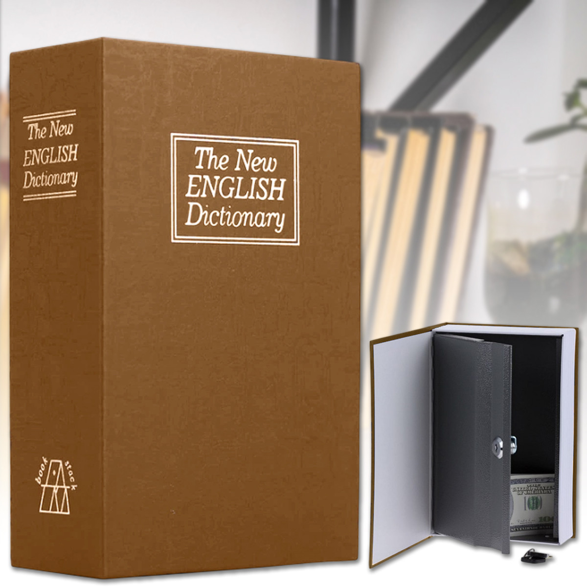Сейф-книга "ENGLISH Dictionary" на замку з ключем Коричнева 265×200×65 мм, фото 1
