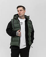 Жилет капюшон однотонний зелений