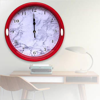 Настінні круглі годинники D 22 см на 1 АА батарейці з малюнком мармуру B08-3 Годинник у будинок
