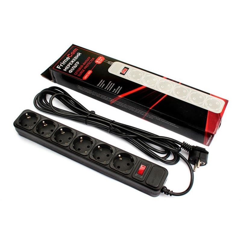 Фільтр живлення FrimeCom (FC-B4006W 3 B) 6 розеток, 3 м, чорний, фото 1