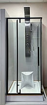 Душова кабіна Veronis KN-16-09 90х90х204 см на низькому піддоні чорна прозоре скло розпашні двері, фото 3