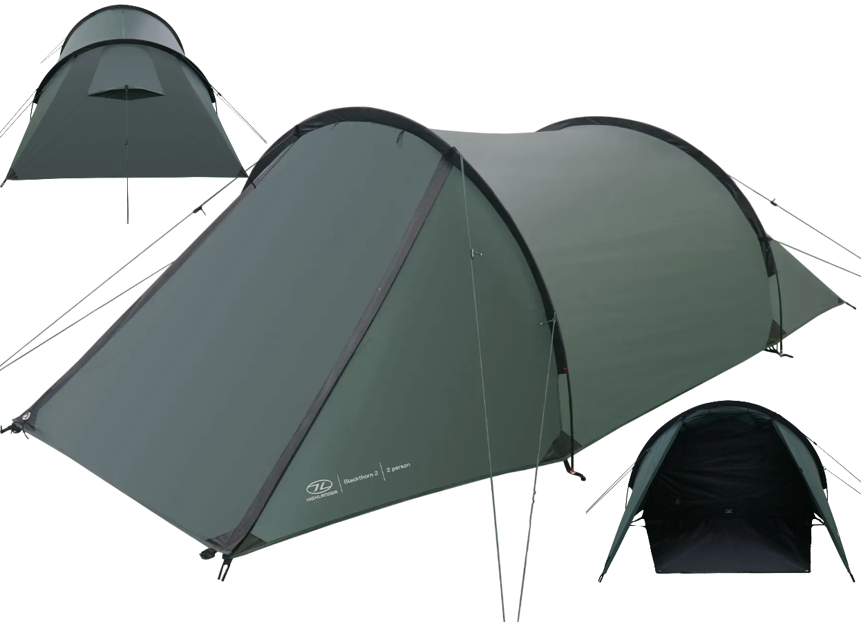 Двомісний намет Highlander Blackthorn 2 Gen 2 Scarab Green | Тунельний трекінговий намет для багатоденних туристичних походів