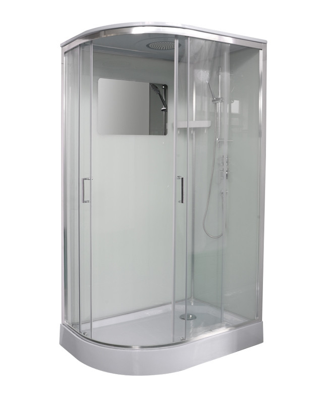 Душовий бокс VERONIS BN3 120 R 120х80х220см на низькому піддоні асиметричний прозоре скло розсувні двері