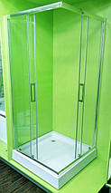 Душова кабіна Veronis KNS 90 90х90х180 см без піддону хром прозоре скло розсувні двері, фото 3