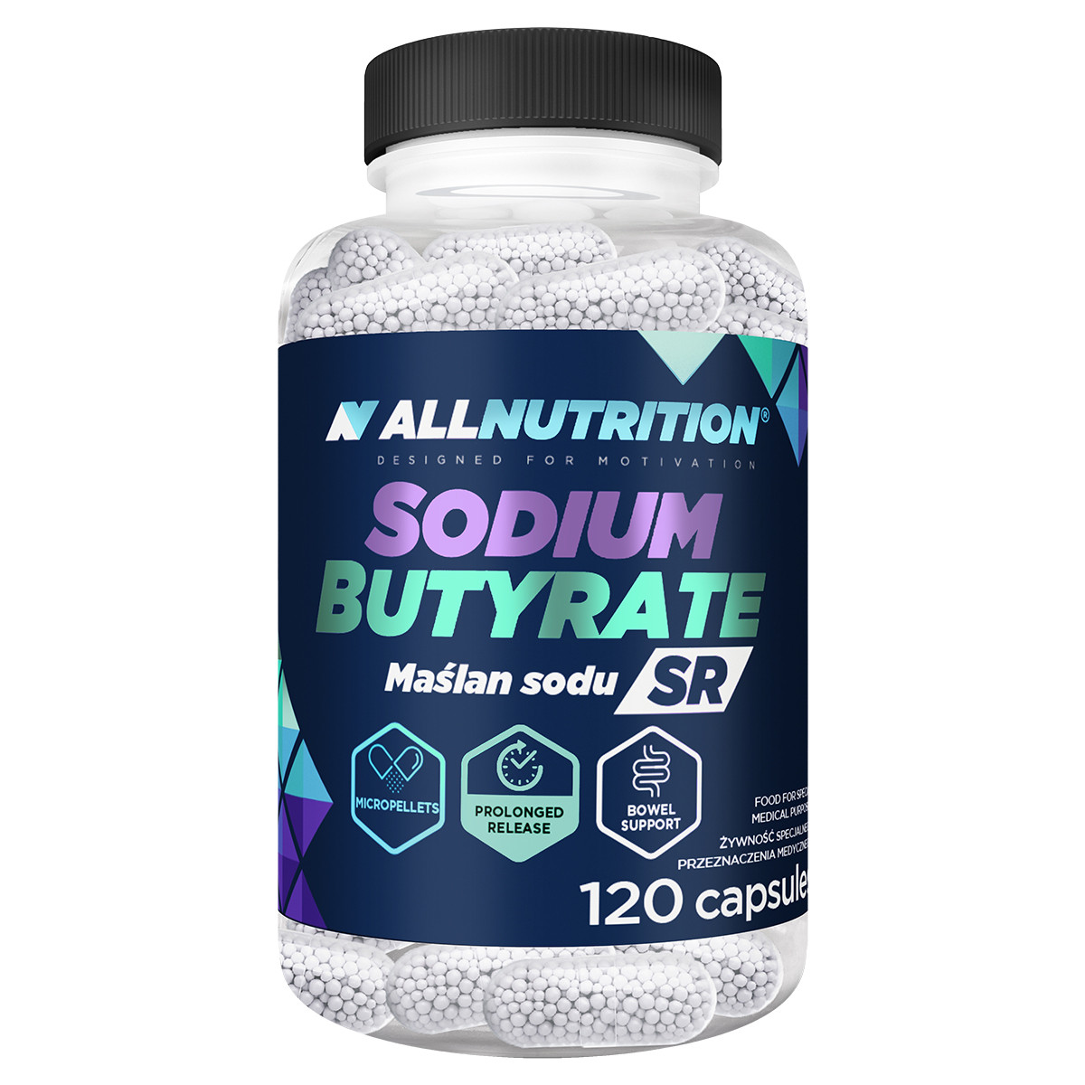 Бутират натрію AllNutrition Sodium Butyrate SR 120 капсул повільного вивільнення.