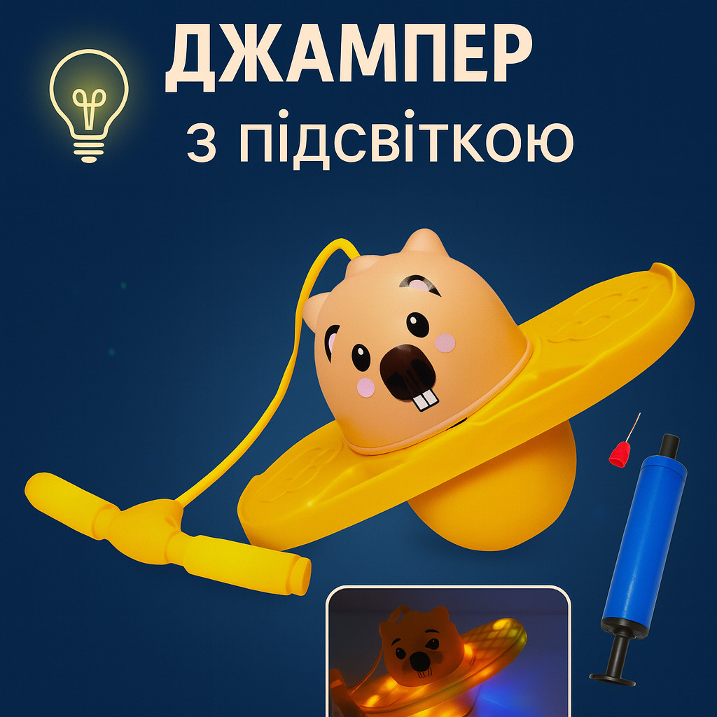 Дитячий м'яч для стрибків Світиться + Насос, Jumbo Viking / Джампінг для дітей / Джампер Помаранчевий 22-043, фото 1