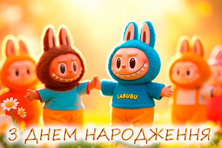 Плакат "Лабубу" 42*30 см (З Днем Народження), фото 1