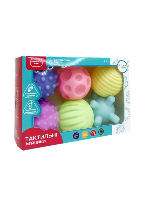 Набір тактильних м'ячиків (6 шт) 0926 / 0932 Mega Zayka, фото 1