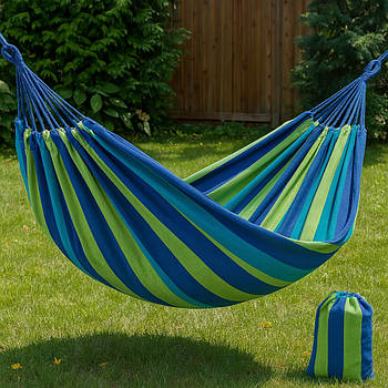 Підвісний гамак без планки 200х100 см, з чохлом, Зелений / Мексиканський гамак для відпочинку / Туристичний гамак
