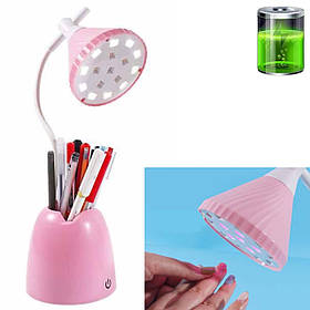 Настільна лампа FD-50 5в1 для освітлення й сушіння нігтів (на акумуляторі та з USB), 28 Вт. Рожевий